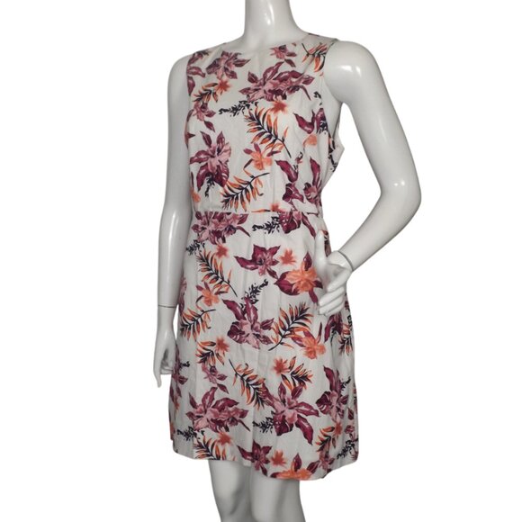CREMIEUX Dress, 14, Floral, Accent Sash/belt, Sleeveless, White/Purple - Picture 5 of 13